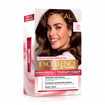 Крем-фарба для волосся L'Oreal Paris Excellence Creme з потрійним доглядом, 500 Світло-каштановий, 192 мл