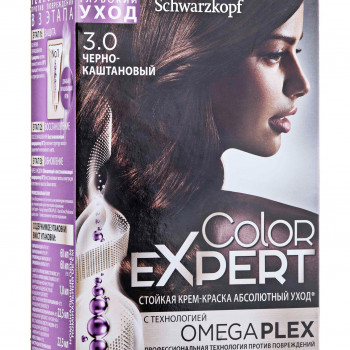 Стійка крем-фарба з гіалуроновою кислотою Color Expert 3-0 Чорно-каштановий, 142.5 мл