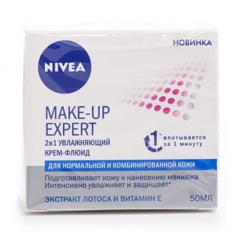 Зволожувальний крем-флюїд для нормальної та комбінованої шкіри NIVEA Make Up Expert 2 в 1, 50  мл