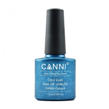 Гель-лак для нігтів Canni Gel Color System Color Coat Soak-off UV&LED 221 Темно-блакитний із дрібними блискітками, 7.3 мл
