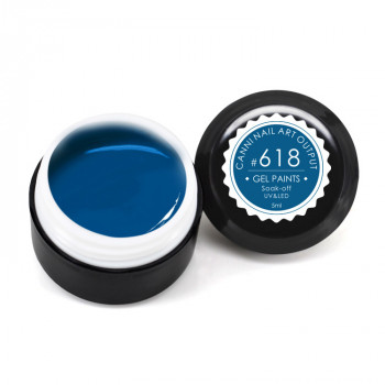 Гель-фарба Canni Nail Art Output Gel Paints Soak-off UV&LED 618 синьо-зелена, 5 мл