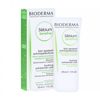 Заспокійливий засіб для обличчя Bioderma Sebium Sensitive Soothing Anti-Blemish Care для проблемної шкіри, 30 мл