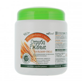 Бальзам-догляд Bielita На відварах трав, Висівки житні, для нормального та схильного до жирності волосся, 450 мл