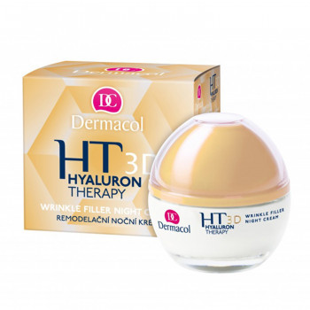 Нічний крем для обличчя Dermacol Hyaluron Therapy 3D Wrinkle Night Filler Cream заповнює зморшки, 50 мл