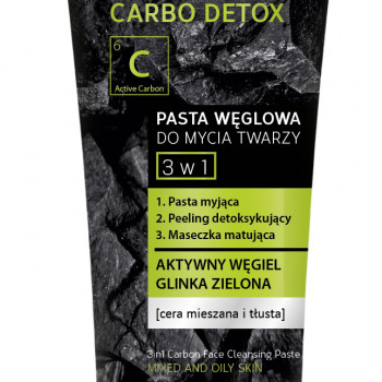 Паста для обличчя Bielenda CARBO DETOX Вугільна очищуюча для змішаної і жирної шкіри  3в1, 150 г
