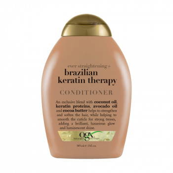 Розгладжувальний кондиціонер OGX Ever Straightening + Brazilian Keratin Therapy Conditioner Бразильський кератин, для зміцнення волосся, 385 мл