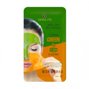 Мульти-маска для обличчя Skinlite Зелені та червоні водорості, 2*7 мл