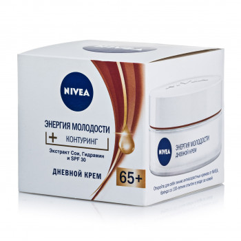 Денний крем для обличчя Nivea Енергія молодості + контурінг 65+, з екстрактом сої та гідраміном та SPF 30 , 50 мл