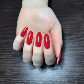 Червоний манікюр на довгі нігті гелевий, фото - Майстер манікюру Мария Поляк