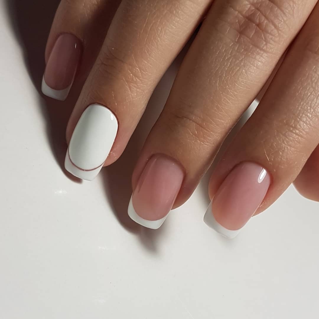 Білий манікюр французький рожевий, фото - Майстер манікюру Надя Калинина