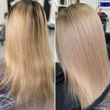 Сложное окрашивание клубничный блонд перламутровый, фото - Парикмахер-колорист Светлана Мищенко