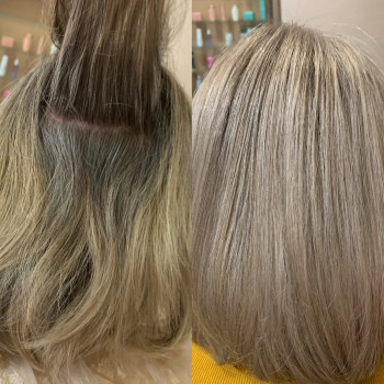 Мелкое мелирование + тонирование