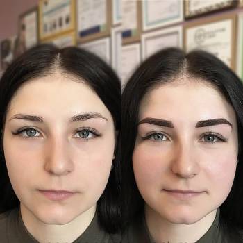 Перманентный макияж бровей, сразу после процедуры коррекции