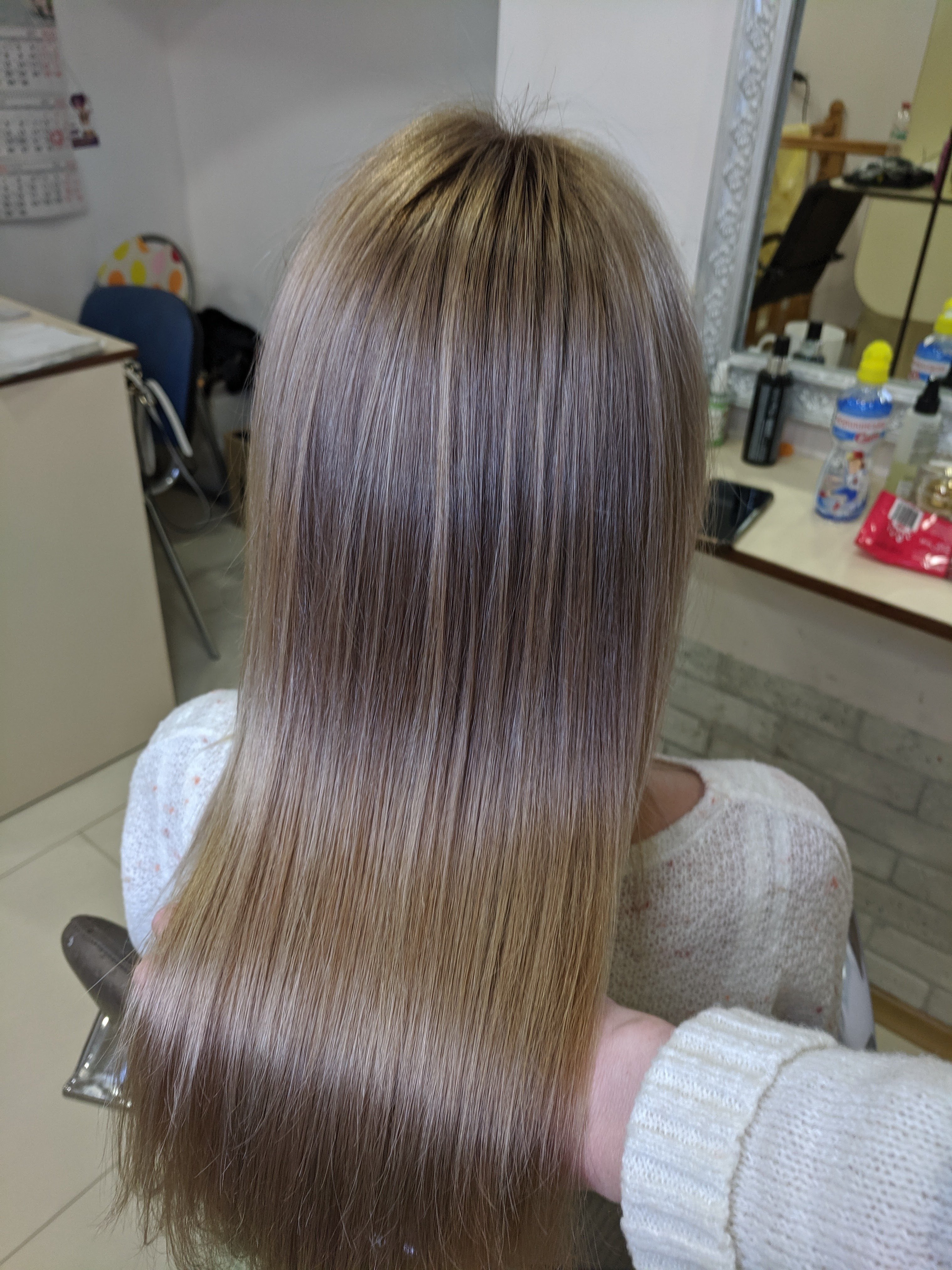 Сложное окрашивание теплый блонд темный, фото - Парикмахер Виктория Шевченко