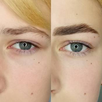 Ламинирование и окрашивание ресниц, долговременная укладка б