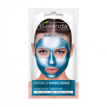 Маска для обличчя очищуюча Bielenda BLUE DETOX металева для сухої і чутливої шкіри, 8г