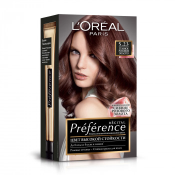 Стійка фарба для волосся L'Oreal Paris Preference 5.23 Темне рожеве золото Світло-каштановий рожево-перламутровий, 174 мл