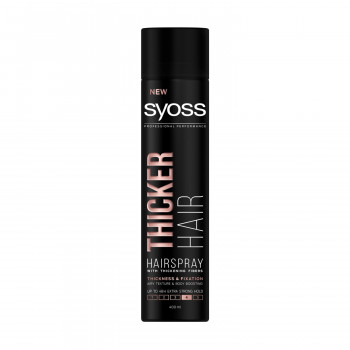 Лак для волосся Syoss Thicker Hair Hairspray з волокнами для потовщення, фіксація 4 (екстрасильна), 400 мл