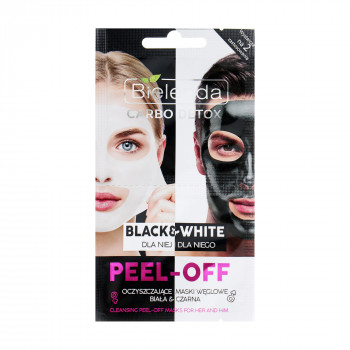 Маска для обличчя Bielenda CARBO DETOX black & white для неї і нього PELL-OFF Очищаюча, 2x6г