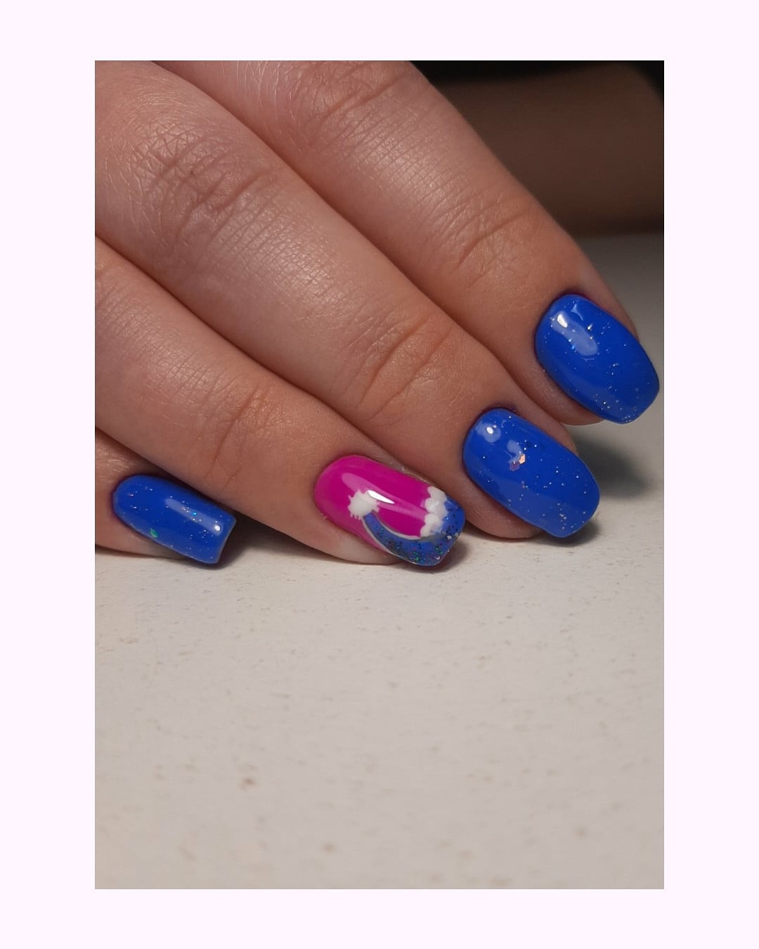 Манікюр зима синій на квадратні нігті, фото - Майстер манікюру Алина