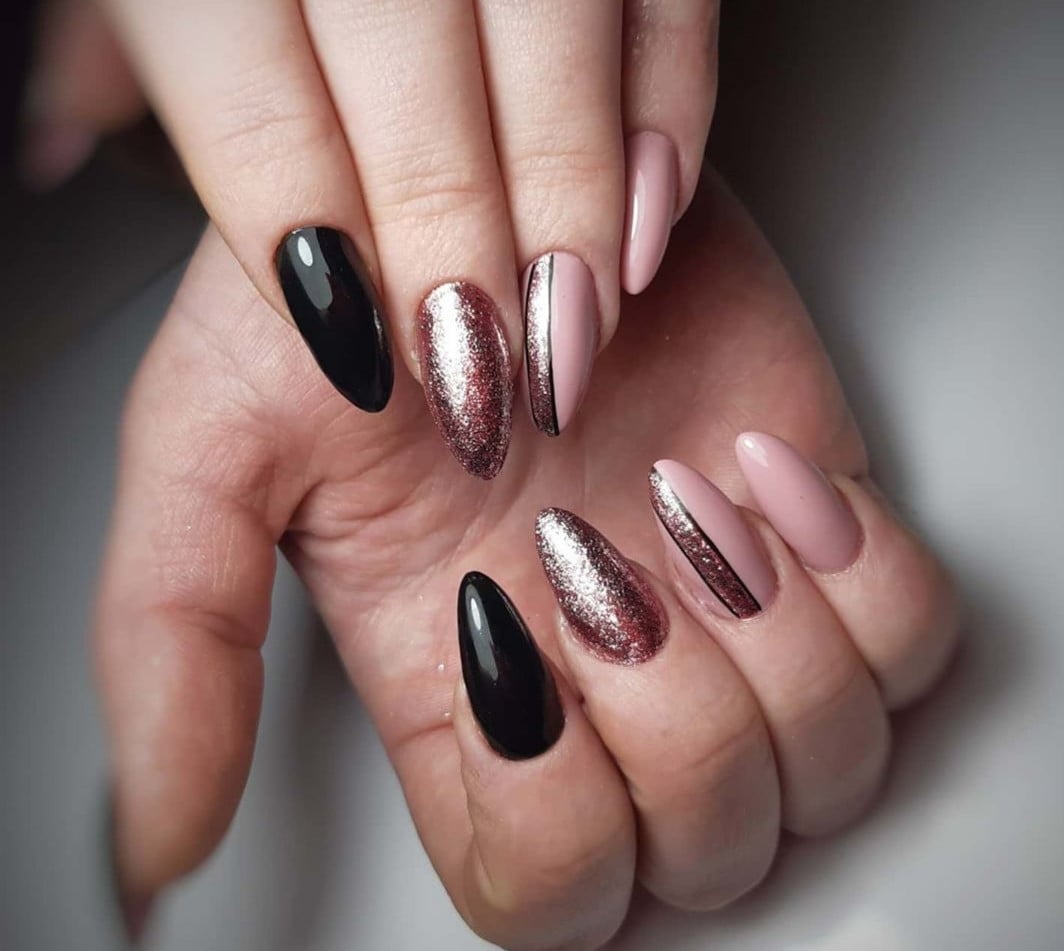 Черный маникюр блестящий изысканный, фото - Мастер маникюра Наталія