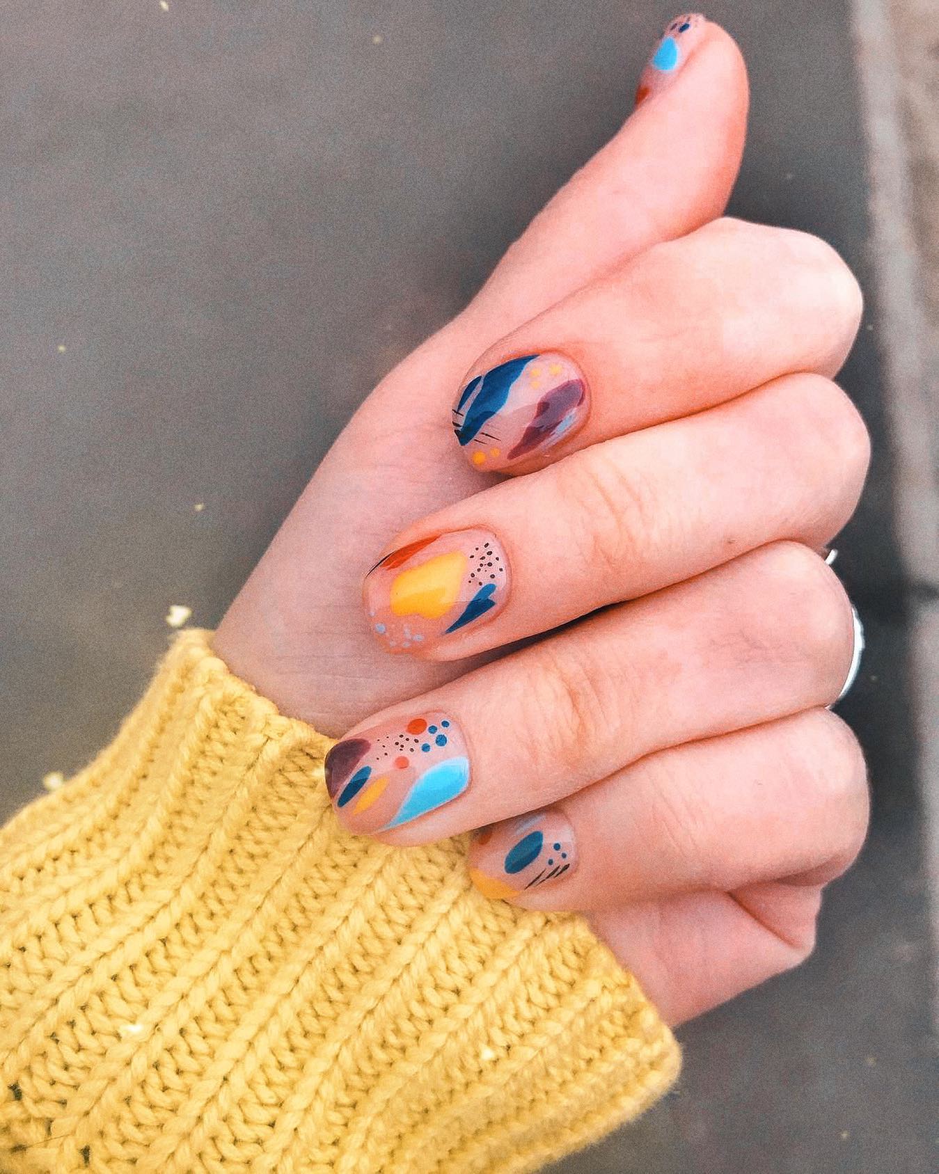 Манікюр з малюнком яскравий різнокольоровий, фото - Нігтьова студія THIS IS MANIC nail studio