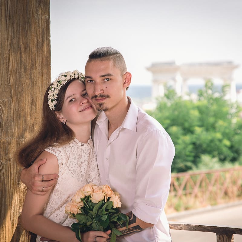 Фотосесія пари весільна з букетом, фото - Весільний фотограф Артем Клименко
