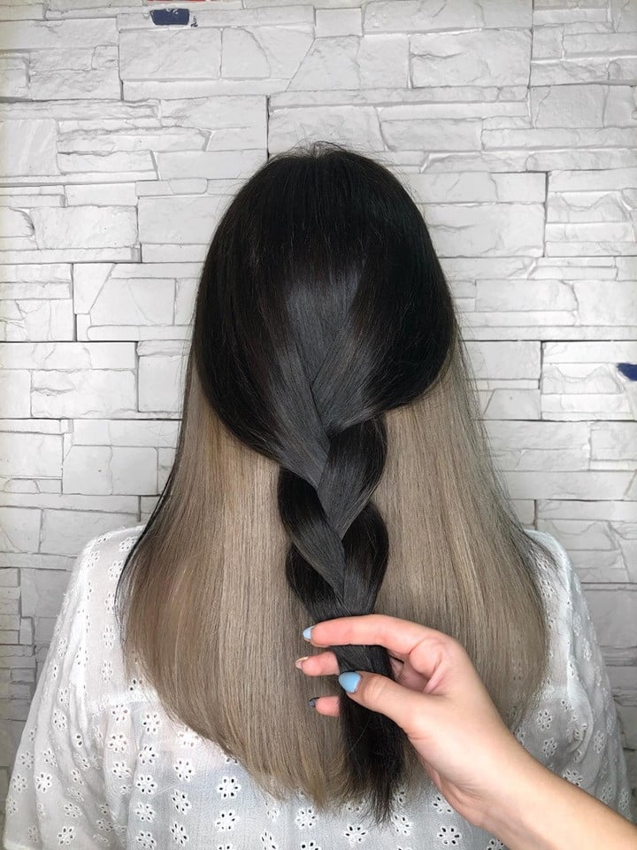 Скрытое окрашивание сплит передних прядей, фото - Салон красоты Fargo