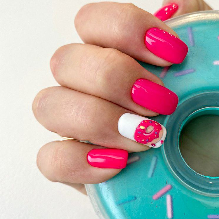 Розовый маникюр на квадратные ногти для детей, фото - Ногтевая студия Holy Nails