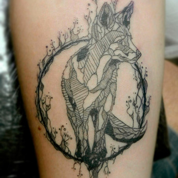 тату лисиця лайнворк