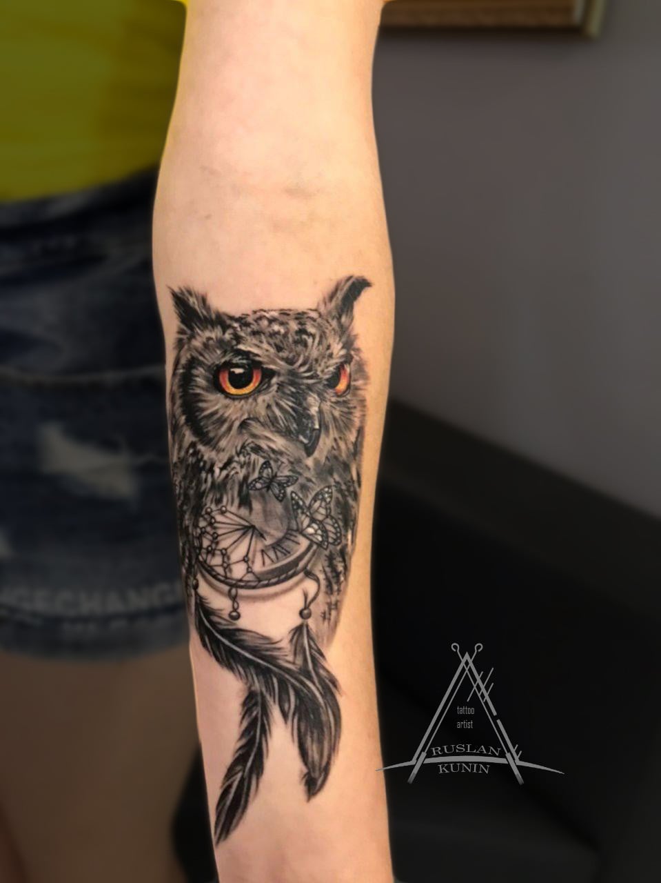 Сова, фото - Тату мастер Руслан Кунин