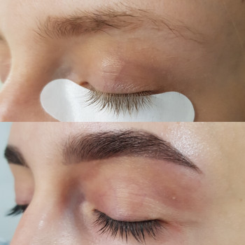 Моделювання та фарбування брів хною + фарбування вій фарбою