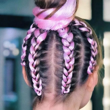 Косички + канекалон + гулька