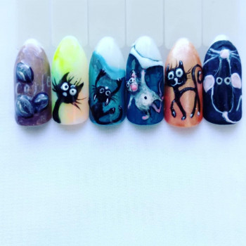 ручная роспись гель-лаками. На ноготках можно сдеать в любом