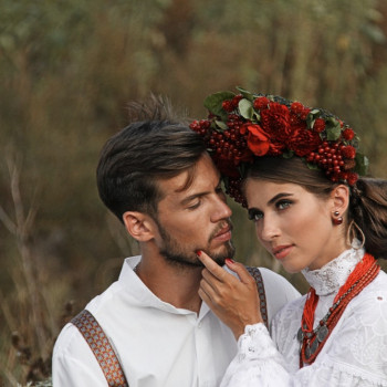 Фотосессия пары лав стори в украинском стиле, фото -  
