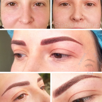 Кардинальна зміна форми бровок. Комбінована техніка (волоски