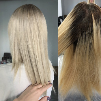 Блондирование, осветление корней, однотонный блонд
                    Перукар-колорист Ирина Вишневе