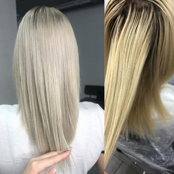 Блондирование, осветление корней, однотонный блонд
                    Перукар-колорист Ирина Вишневе