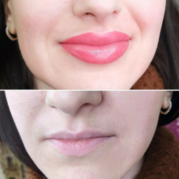Перманентный макияж губ в акварельной технике до и после