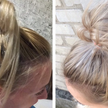 До и после, милирование и тонирование волос