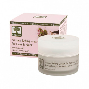 Крем-ліфтинг для обличчя та шиї BIOselect Natural Lifting Cream For Face And Neck з диктамелією, гібіскусом та олією кунжуту, 50 мл