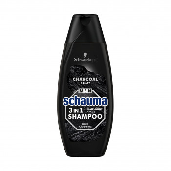 Шампунь для чоловіків 3-в-1 Schauma Men Очищення з вугіллям та глиною, для волосся, тіла та обличчя, 400 мл