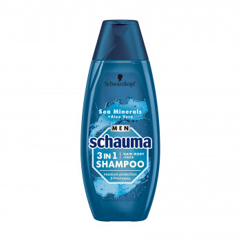 Шампунь для чоловіків 3-в-1 Schauma Men Свіжість з морськими мінералами та екстрактом алое вера, для волосся, тіла та обличчя 400 мл