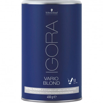 Білий освітлювальний порошок для волосся Schwarzkopf Professional Igora Vario Blond Extra Power Екстрасильний, освітлення до 8 уровнів, 450 г