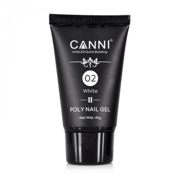 Полігель (акрігель) для нарощування нігтів Canni Poly Nail Gel 02 Білий, 45 г