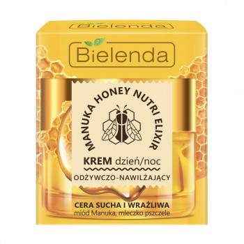 Живильний зволожувальний крем для обличчя Bielenda Manuka Honey для сухої та чутливої шкіри, 50 мл