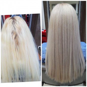 Осветление корней и тонирование волос