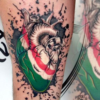 Тату цветные сердце, фото - Тату салон Sailor Ink Tattoo