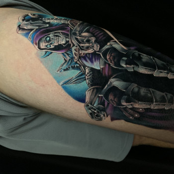 Тату цветные скелет смерть, фото - Тату мастер Андрей Крос