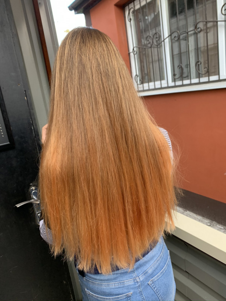 Тонирование осветлённых волос в рыжий, фото -  